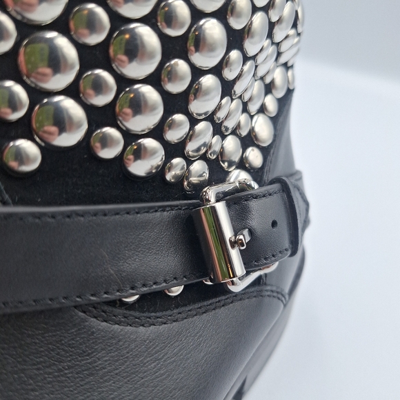 Rebecca Minkoff Saida Studded Leather Moto Boots - Picture 7 of 12
